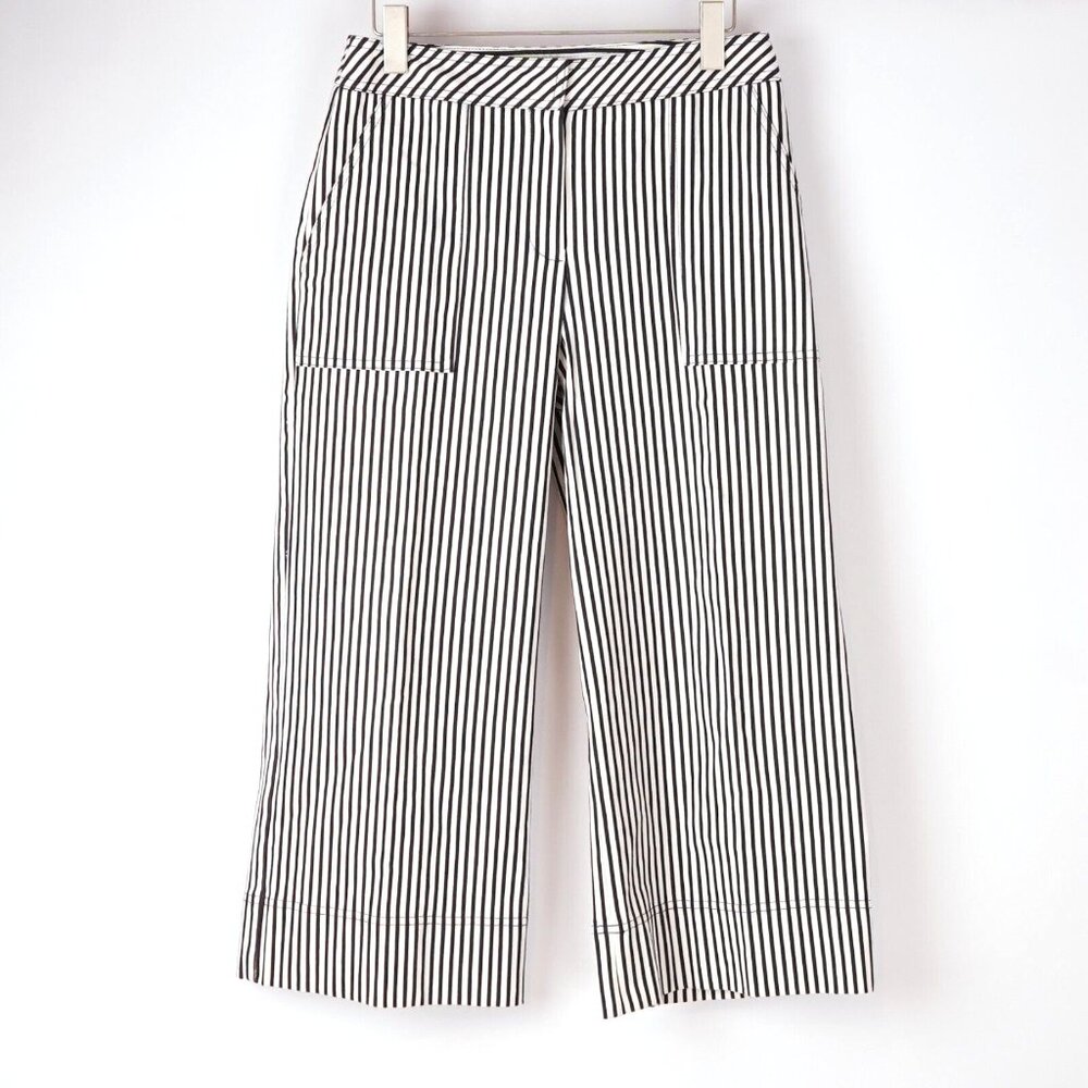 Trina Turk Black & White Vertical Stripe Wide Leg Pants